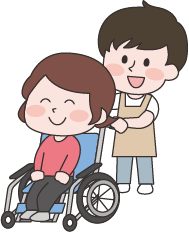 車いすを押すスタッフ